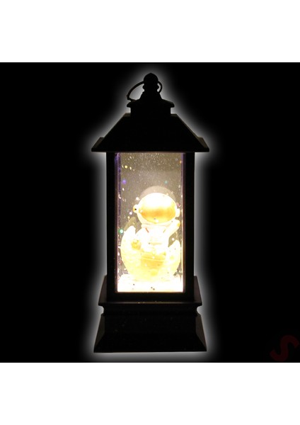 Uçuşan Simli,12,5cm x 5cm LED Işıklı Astronot Fener Küre - B