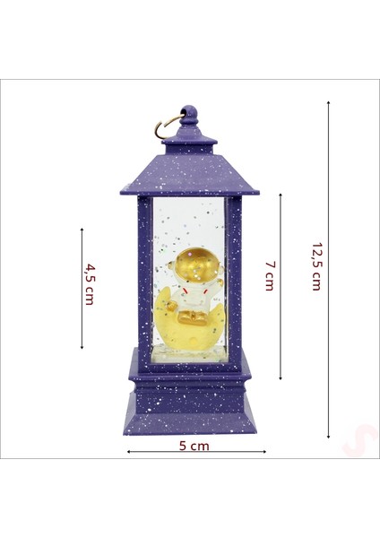 Uçuşan Simli,12,5cm x 5cm LED Işıklı Astronot Fener Küre - B