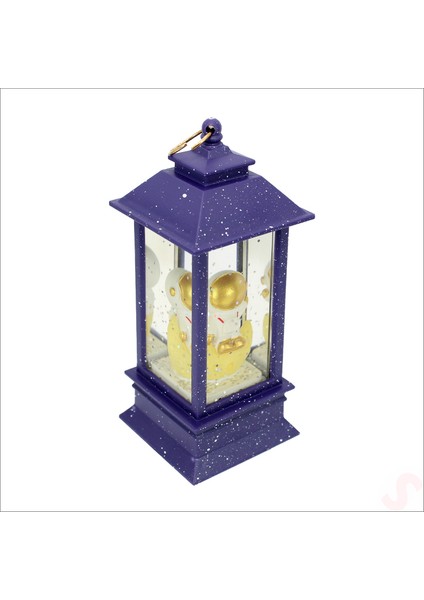 Uçuşan Simli,12,5cm x 5cm LED Işıklı Astronot Fener Küre - B
