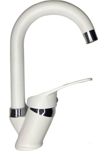 Beyaz Krom Lavabo Bataryası Çeşmesi Muluğu Çift Su Girişli