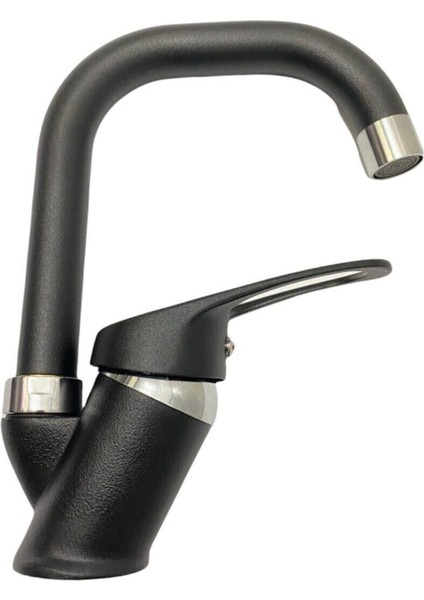 Siyah Krom Banyo Lavabo Bataryası Çeşmesi Musluğu Çift Su Girişli