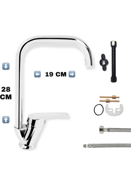 Köşe Borulu Mutfak Bataryası Musluğu Çift Su Girişli fiyatları