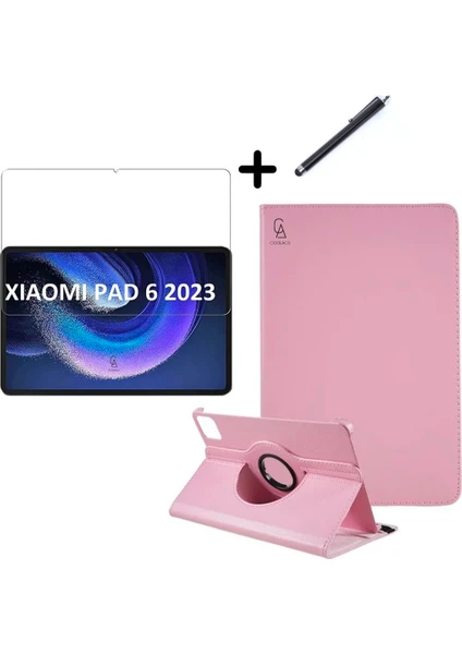 Xiaomi Pad 6 11 Inç Uyumlu 360° Dönebilen Standlı Tablet Kılıfı Ekran Koruyucu ve Kalem Seti