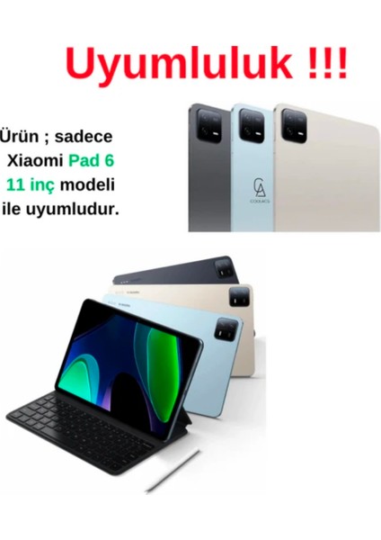 Xiaomi Pad 6 11 Inç Uyumlu 360° Dönebilen Standlı Tablet Kılıfı Ekran Koruyucu ve Kalem Seti