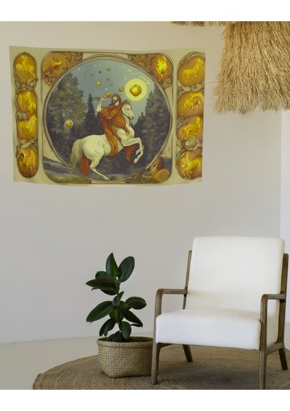 Astroloji Yay Burcu Özel Kadife Duvar Örtüsü Duvar Halısı Tapestry