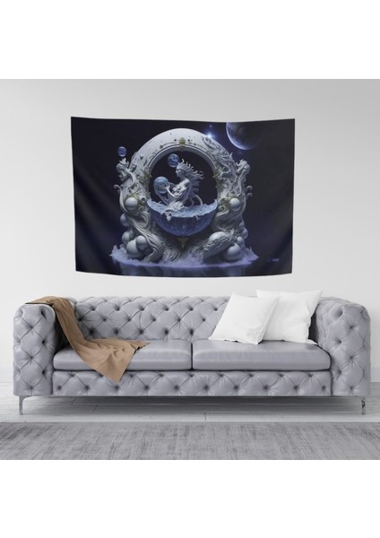 Astroloji Balık Burcu Özel Kadife Duvar Örtüsü Duvar Halısı Tapestry