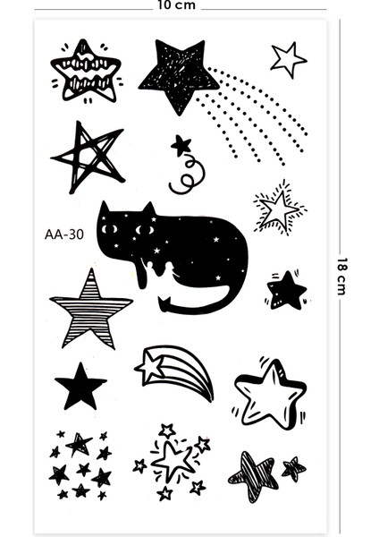 Starry Cat Kedili Geçici Dövme