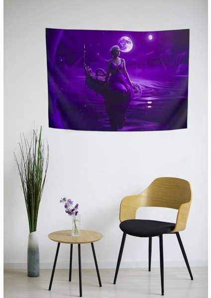 Astroloji Yengeç Burcu Özel Kadife Duvar Örtüsü Duvar Halısı Tapestry