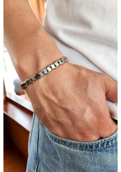 Unisex Doğal Taş Hematit Bileklik