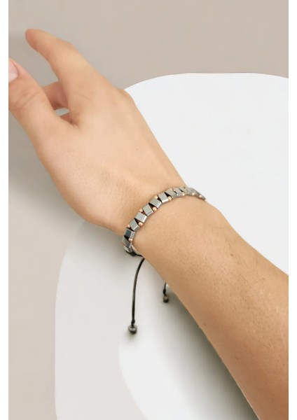 Unisex Doğal Taş Hematit Bileklik modelleri