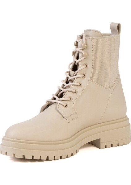 30862 Kadın Ekru Deri Mılıtary Bot fiyatları