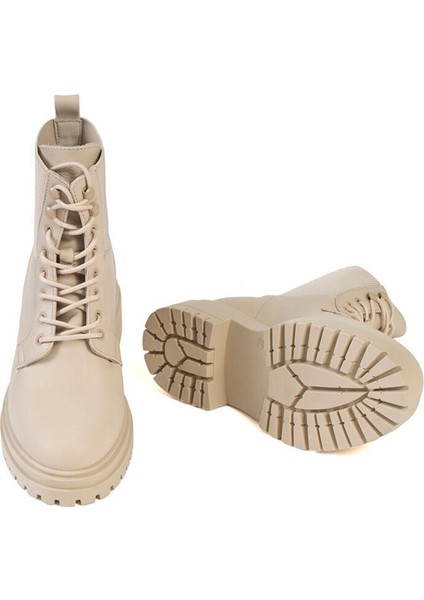 30862 Kadın Ekru Deri Mılıtary Bot fırsatları