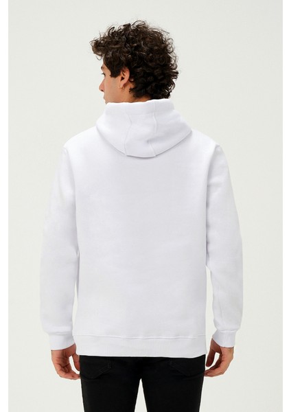 Unisex Kapüşonlu Kanguru Cep Regular/Standart Fit 3 Iplik Şardonlu Beyaz Sweatshirt modelleri