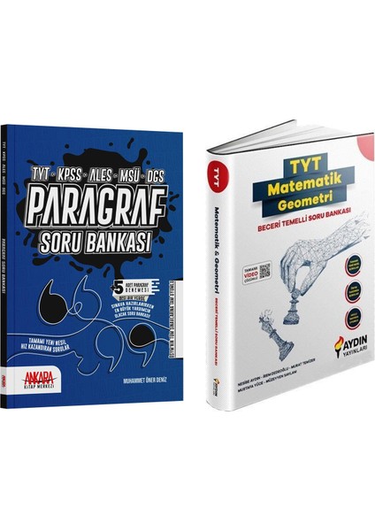 Aydın Yayınları Tyt Matematik Geometri Beceri Temelli ve Akm Paragraf Soru Bankası Seti 2 Kitap