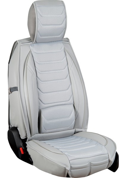 Fiat Egea Cross Uyumlu Yarı Deri Oto Koltuk Kılıfı Ön-Arka Set (Roma Seri) Gri