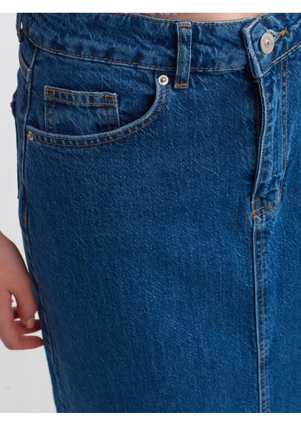 80562 Etek Ucu Izli Comfort Likra Etek-Mavi fırsatları