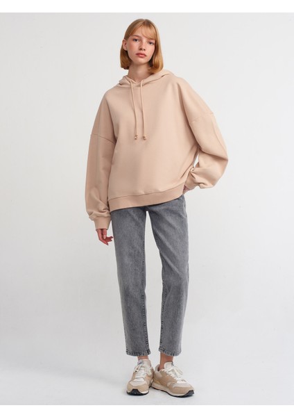 40142 Kapşonlu Sweatshirt-Bej