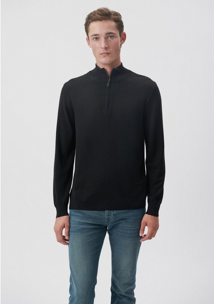 Yarı Fermuarlı Siyah Kazak 0710153-900 fiyatları