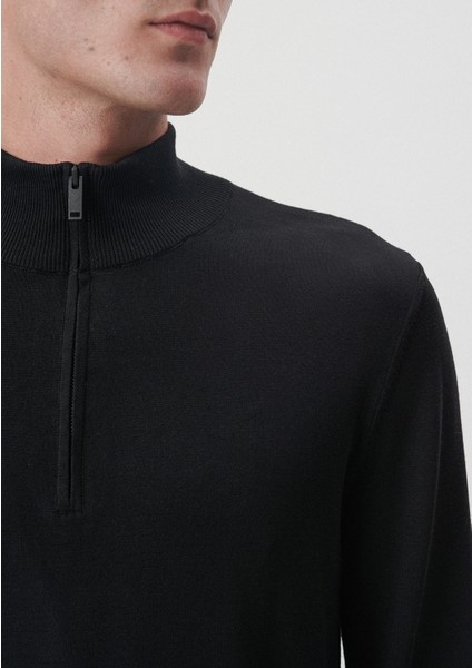 Yarı Fermuarlı Siyah Kazak 0710153-900 fırsatları