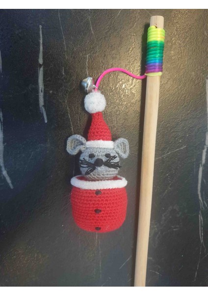 Amigurumi Catnipli Zilli Kedi Oltası Noel Fare