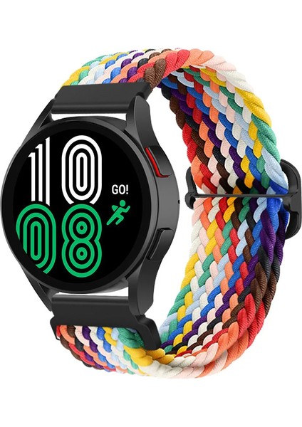 Samsung Galaxy Watch 6 40MM/44MM Uyumlu Ayarlanabilir Tokalı Örgü Kordon Gökkuşağı