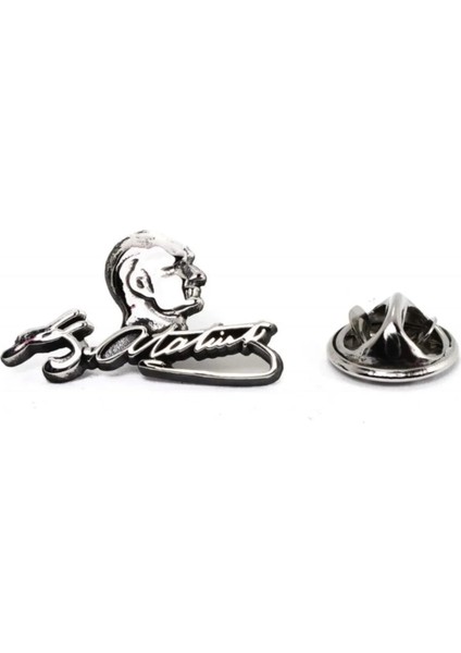 Unisex Gümüş Atatürk Imzalı Rozet