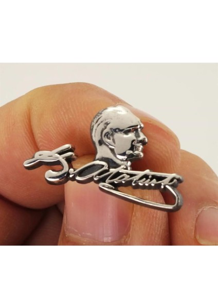 Unisex Gümüş Atatürk Imzalı Rozet modelleri
