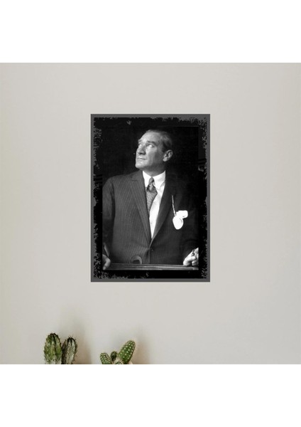 Mustafa Kemal Atatürk Ahşap Retro Vintage Poster 3 Lü Set