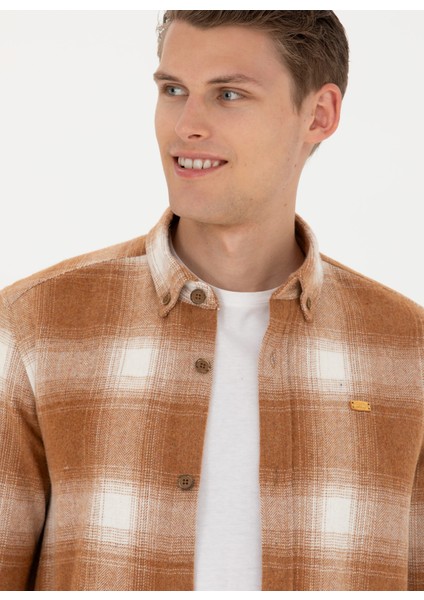 Comfort Fit Düğmeli Yaka Hardal Erkek Gömlek Turlas fiyatları