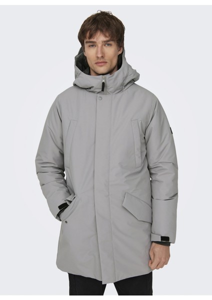 Only & Sons Gri Erkek Kaban 22025871_ONSCARL Lıfe Parka Otw Vd