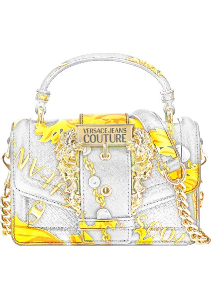 Versace Jeans Couture Sarı - Beyaz Kadın 18X13X5 El Çantası 75VA4BF6ZS807G03