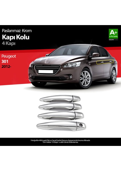 Peugeot 301 Krom Kapı Kolu 4 Kapı 2012-2017 A+ Kalite