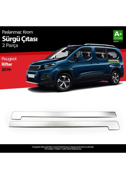 Peugeot Rifter Krom Sürgülü Kapı Çıtası 2019 Üzeri