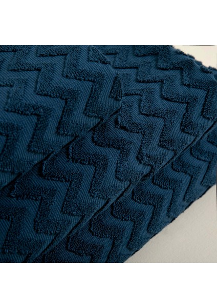 Zigzag Banyo Havlusu 70 x 140 cm Beyaz/marin Mavi