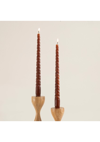 2'li Italyan Burgu Şamdan Mum Koyu Kahve modelleri