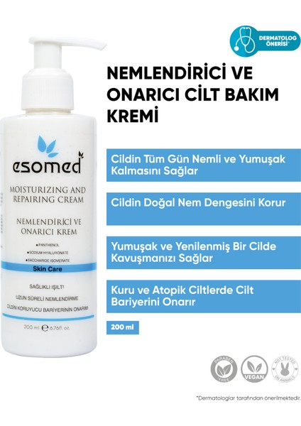 Tüm Cilt Tipleri İçin Nemlendirici ve Onarıcı Cilt Bakım Kremi 200 ML