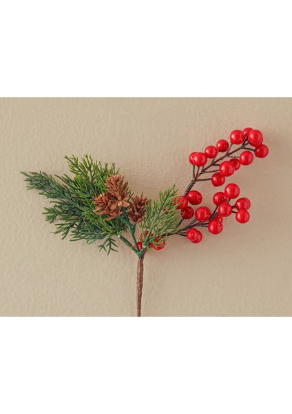 Yılbaşı Kokina Pinecone Tek Dal Yapay Çiçek Kırmızı fiyatları