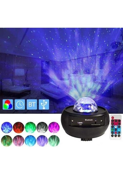LED Star Light Projektör, Bt Müzik Çalar, Galaxy Starry, Gece Okyanus Dalga Lambası (Yurt Dışından)