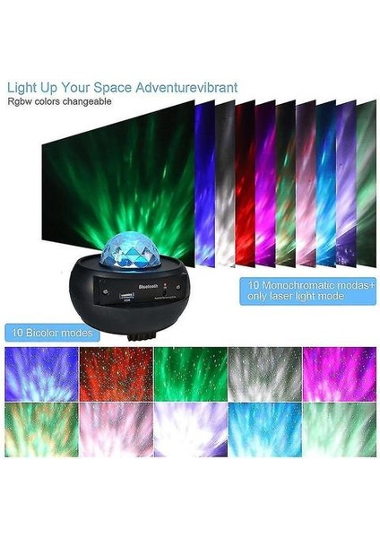 LED Star Light Projektör, Bt Müzik Çalar, Galaxy Starry, Gece Okyanus Dalga Lambası (Yurt Dışından)