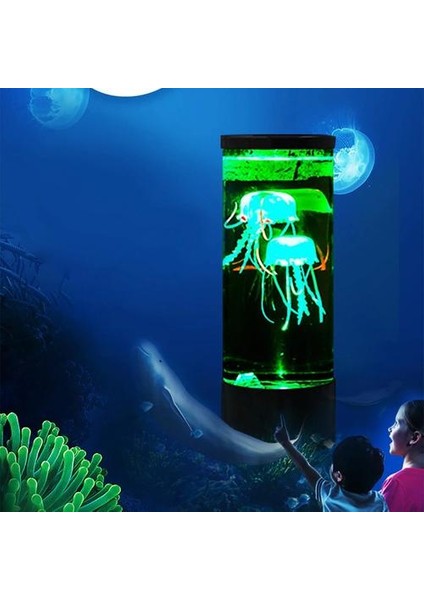 Hipnotik Jellyfish Akvaryum Yedi Renk LED Okyanus Fener Işık Dekorasyon Lambası Yatak Odası Masaüstü Gece Işıkları Için | Masa Lambaları (Yurt Dışından)