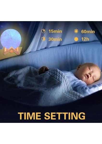 3D Ay Lambası 20 cm 16 Renkler, USB Şarj Edilebilir Dokunmatik Ekran Ay Gece Işık Rgb Yıldız Desenleri Yatak Odası Oturma Odası Cafe Doğum Günü Noel Hediyesi Için, (Beyaz) (Yurt Dışından)