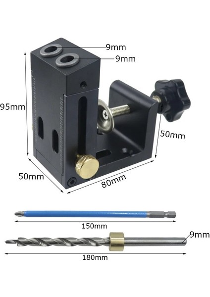Tip-G Ayarlanabilir Cep Delik Jig Seti 9mm Eğimli Delik Dübel Jig Matkap Kılavuzu 15 Derece Açı Delik Zımba Mobilya Marangozluk Aletleri (Yurt Dışından)