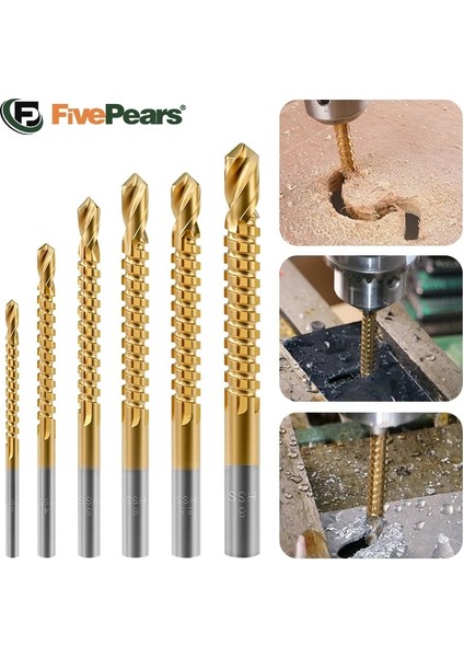 6mm Tırtıklı Matkap Yuvarlak Fivepears Hss Tırtıklı Matkap Ucu Seti, Ahşap/plastik/alüminyum Alaşımlı/ince Demir Plaka Için Uygun, Çok Fonksiyonlu Metal Matkap Uçları (Yurt Dışından) fiyatları