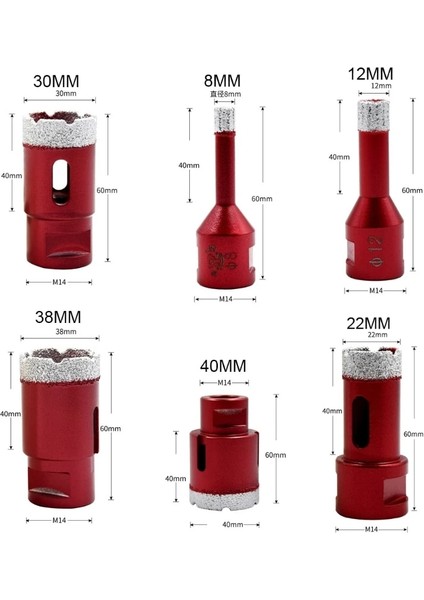 Stil 8 6-75MM M14 Vakum Lehimli Matkap Ucu Yüksek Sertlik Daha Az Direnç Mermer Beton Seramik Karo Için Delik Testere Kesici Açıcı (Yurt Dışından)