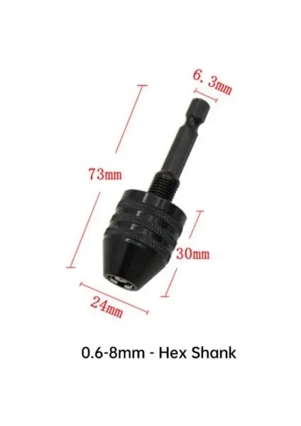 0.6-8mm Siyah Mini Mini Chuck Fikstürü Yüksek Kaliteli Matkap Chuck Adaptörü Kendiliğinden Sıkın Anahtarsız Tornavida Darbeli Sürücü Adaptörü Fikstürü Araçları (Yurt Dışından)