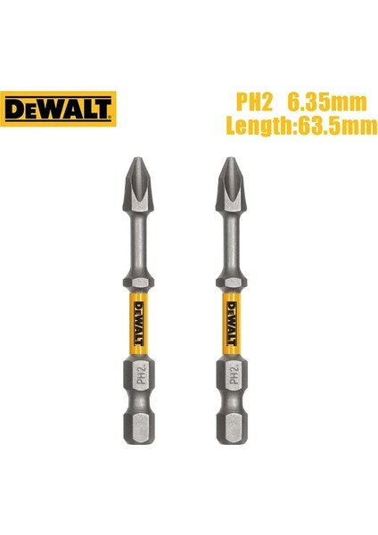 Ph2 63.5mm 2 Adet Dewalt Manyetik Darbeli Sürücü Bit Seti Ph2 Döner Uçları Tutucu Uzatın 1/4 "6.35MM Hex Shank Elektrikli Matkap Aksesuarları (Yurt Dışından)
