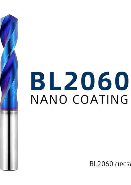 BL2060 9.2mm, Yuvarlak Düzenli Bb Katı Karbür Büküm Matkap Mavi Kaplamalı 1MM-10MM Cnc Nc Makine Aracı Sert Metal Çelik Sondaj 1 Adet (Yurt Dışından)