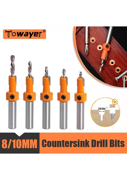 3.2MMX10MM 8/10MM Shank Hss Ağaç Işleme Adım Matkap Havşa Yönlendirici Bit Seti Vida Extractor Remon Yıkım Ahşap Freze Kesicisi (Yurt Dışından)