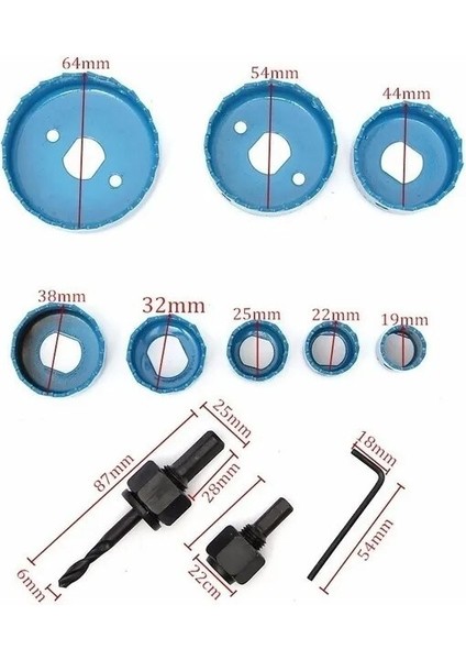 Sarı 11 Adet/takım Delik Testere Kesme Seti Seti Araçları 19-64MM Ahşap Metal Alaşımları Dairesel Yuvarlak Kılıf ile (Yurt Dışından)