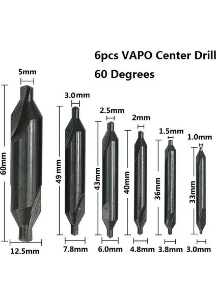 6 Adet Vapo Kaplamalı Xcan Hss Kombine Merkezi Matkaplar 60 Derece Havşa Açısı Bit Seti 1.0mm 1.5mm 2.0mm 2.5mm 3.5mm 5mm Metal Matkap Ucu (Yurt Dışından)